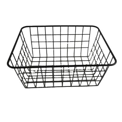 China Morden Black Wire Metal Desktop Basket Kitchen Food Fruit Storage Pantry Organizer Storage Basket with Handle for sale