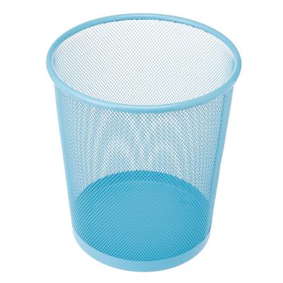 China Without Lid Sky Blue Mesh Recycling Bin Garbage Paper Basket Metal Waste Baskets Trash Can With Vacuum For Home Or Hotel for sale