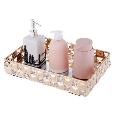 China Multifunctional Rose Gold Crystal Bathroom Storage Basket for Home for sale