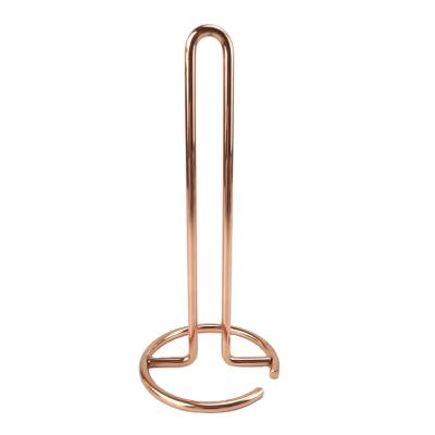 China Modern Fashional Rose Gold Metal Countertop Napkin Holder Rolling Paper Rolls Paper Napkin Holder Tissue Rack Toilet Paper Holder for sale