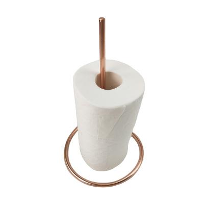 China Simply Rose Gold Modern Decoration Metal Countertop Paper Towel Holder Toilet Roll Holder Napkin Holder Toilet Paper Holders for sale