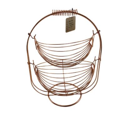 China Morden Home Storage Kitchen Fruit Basket 2 Tier Wire Fruit Basket Metal Fruit Basket for sale