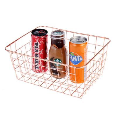 China Tidy / Storage Multifunciton Mounted Gold Metal Baskets Wire Baskets For Storage Organizing Fruit Drinks Wire for sale