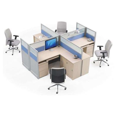 China Modern Office Glass Partition Workstation Work Table / Four Seats for sale