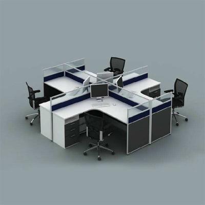 China Modern L Shape Office Separation Sample Workstation Four Seats for sale