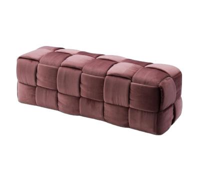 China Stable Home Braces Hot Sale High Quality Fabric Stools Pink Weave Ottoman Style for sale