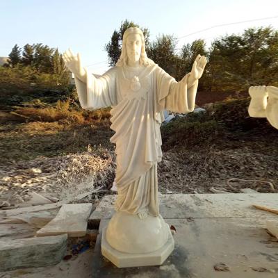 China Marble Sculpture of Jesus Christ in Life Size with Cross Religious Christian Crucifix for sale