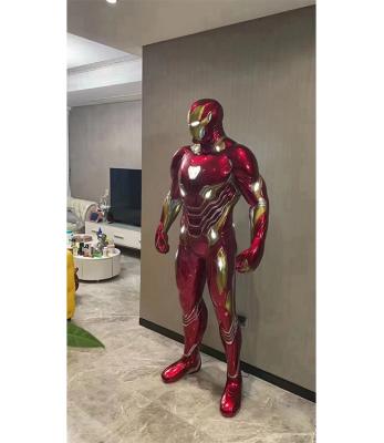 China Outdoor Home Decoration Life Size Iron Man Statue Folk Art Style Fiberglass Sculpture for sale