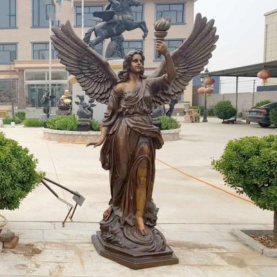 China Custom Life Size Handmade Bronze Angel Sculpture Folk Art Handmade Casting Metal Craft for sale