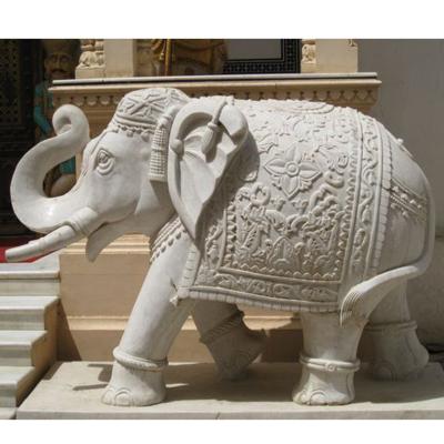 China Factory Supply Outdoor Handmade White Marble elephant Sculpture Hand Carved Natural Stone Statue Bulk Product For Sale for sale