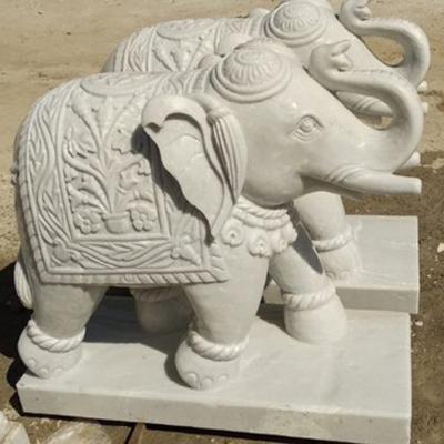 China Factory Custom natural stone animal elephant statue sculpture hand carved garden door decor carved marble elephant statue for sale