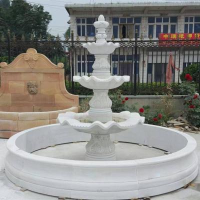 China Outdoor Handmade stone furniture beautiful large natural 3 Tiers stone marble water fountain For Sale for sale