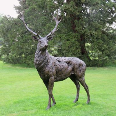 China Custom Outdoor Garden Decoration Cast Antique Life Size Metal Statues De Cerf Bronze White Tail Whitetail Deer Statue for sale