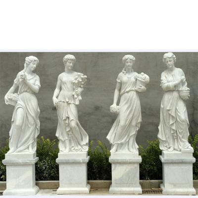 China Custom New Hand Made Art Sculpture Marble Four Season Lady Statue Nature Solid Marble Woman Statue Sculpture for sale