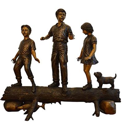 China Manufacture Wholesale Bronze Reading Book Boy Girl Sculpture Bronze Children Statue Kids Sculpture For Decor for sale