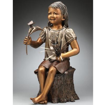 China Good Price Outdoor Garden Decoration Copper Brass Cute Girl Statue Bronze Girl Statue For Sale for sale