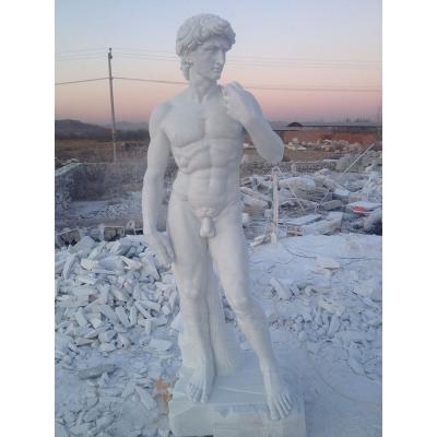 China Customer Size Life Size Decoration Life Size White Marble Nude Man Large Statue Stone Carving Statues Of David for sale