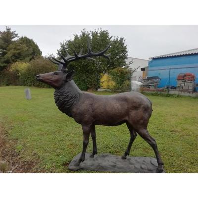 China Customized handmade life size elk deer large bronze deer statue for garden decoration for sale