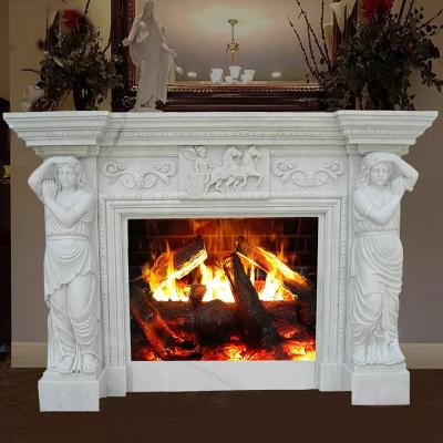 China Contemporary Design Marble Wall Fireplace Surround Resistant to Heat and Easy to Clean for sale