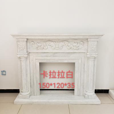 China Hotel Marble Fireplace Modern Design Hand Carved Polished High Quantity Stone Mantel for sale