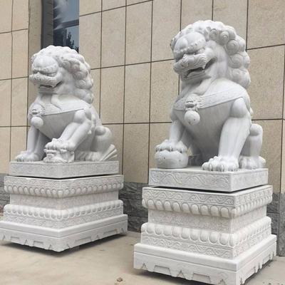 China White marble foo dog animals sculpture marble lion statue foo dog statues scale anime figure statue chinese stone lions for sale for sale