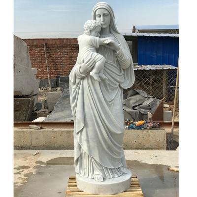 China Religious statue Mary marble statue of the Virgin Mary Maria in white marble for sale for sale