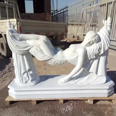 China Factory customized high quality sexy naked nude lying lady sculpture garden decoration hand carved marble figure statues for sale