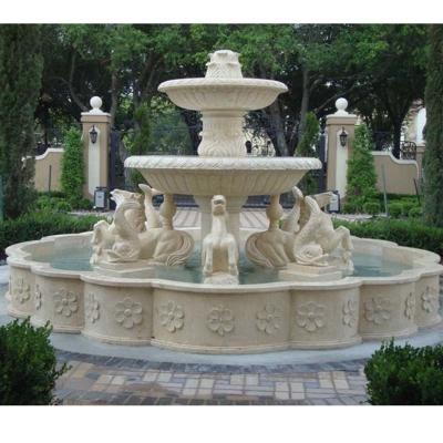 China Garden Stone Decor Outdoor Marble Stone Water Fountain Sculpture For Park Garden Decoration for sale