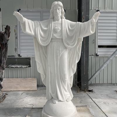 China Customized Size Marble Figure of Jesus for Religious Sculpture in Modern Design Style for sale