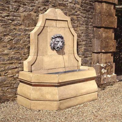 China Wall Fountain Decoration Waterfall Outdoor Marble Stone Lion Wall Hanging Water Feature For Park Home Decoration for sale