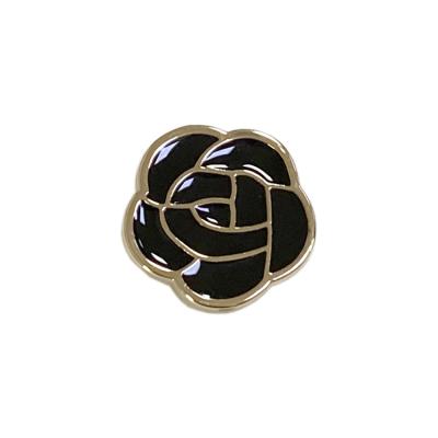 China Durable Hard Material Stability 15mm Size Decorative Flower Gold Color Button for sale