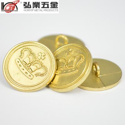 China 15 Years Sustainably Experienced Fancy Embossed Metal Military Brass Gold Button for sale