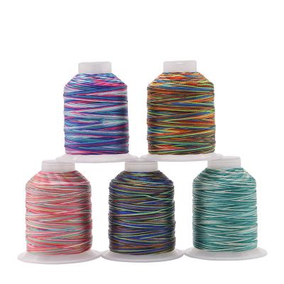 China Plastic Cone Material Multi Color Rainbow High Tenacity Polyester Sewing Thread Spool for sale