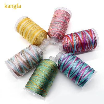 China 250g Multicolor Rainbow Thread 100% Polyester For Weaving Crafts Domestic Sewing Thread for sale