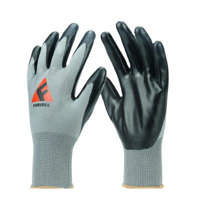 China Oil Resistant Work 2021 Most Popular Polyester Shell Nitrile Coated Hand Gloves Garden Work Gloves for sale