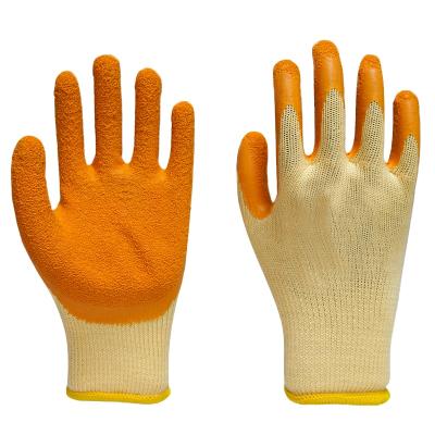 China Wear Resistant 21 Gauge Polycotton Liner Ply Latex Coated Safety Working Gloves For Construction for sale