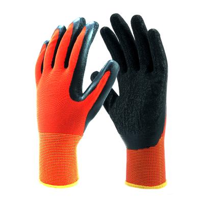 China 13 Gauge Wear Resistant Latex Wrinkle Coated Safety Work Hand Protection Gloves For Gardening Construction for sale