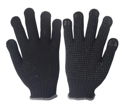 China Widely Blue / Black / Orange Cotton Knitted Working Gloves Coated With PVC Dots for sale