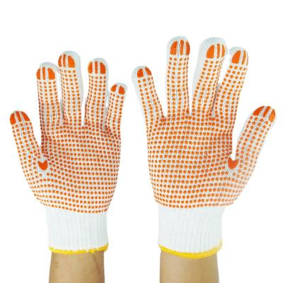 China Comfortable PVC Dots Coated Cotton Knitted Gloves Anti Slip PVC Dotted Cotton Gloves for sale