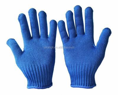 China Flexible High Tensile Polyester Stainless Steel Wire Kids Cut Resistant Gloves Blue Color for sale