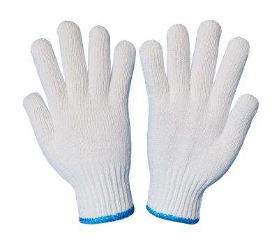 China Comfortable Natural White Cotton Knitted Working Gloves Customize Knitted Fabric Gloves for sale