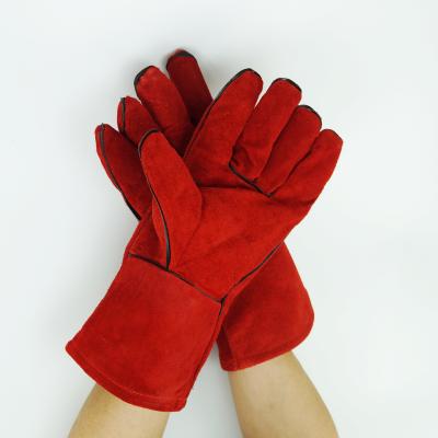 China Flexible 14 Inch Leather Welding Work Gloves With Reinforced Full Palm for sale