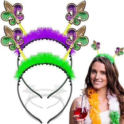 China Purple Headwear Mardi Gras Parade Adults Holiday Glitter Hair Band Mardi Gras Headband Party Green Quick And Easy Assembly Supplies SP-20 for sale