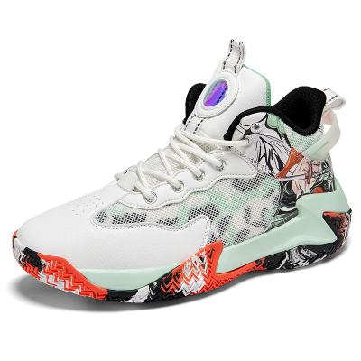 China Cushioning Large size men's shoes graffiti basketball shoes sports running Casual Basketball Shoes for sale