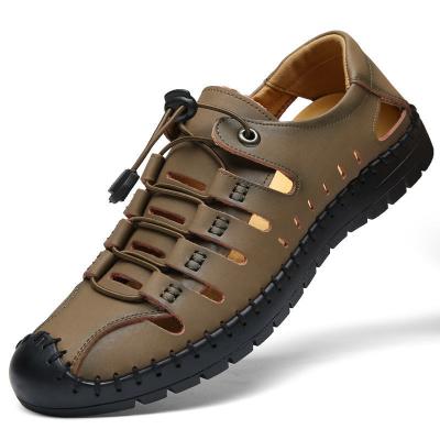 China Anti-Odor New Fashion Genuine leather Sandals men Wholesale price Anti-slip Rubber sole sandals High quality shoes men for sale