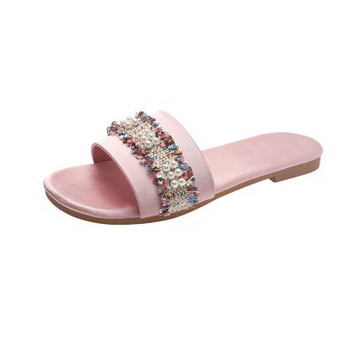 China Fashion Trend Outdoor word slippers Fashion sandals pearl accessories for sale