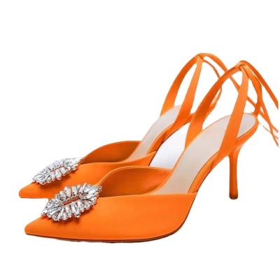 China Breathable New women pointed rhinestone shoes European brand for sale