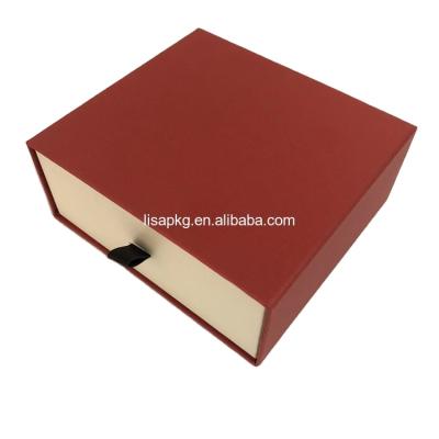 China Handmade Custom Small Red Luxury Storage Packaging Belt Gift Paper Drawer Box for sale