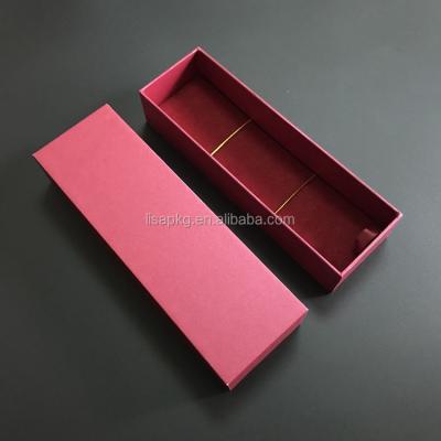 China Handmade Hot Stamping Logo Red Jewelry Gift Cardboard Paper Box With Velvet Insert for sale