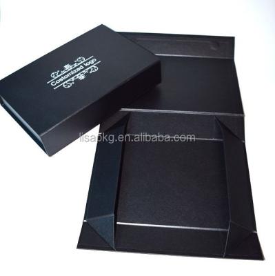 China Handmade High End Matte Black Magnetic Closure Folding Gift Box for sale